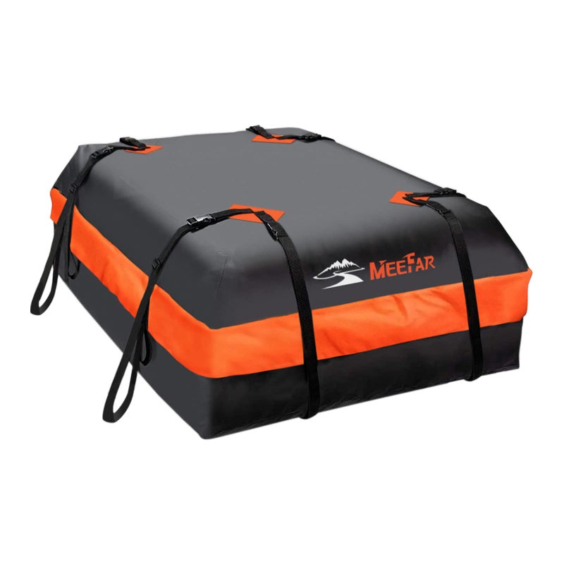 MeeFar Car Roof Bag XBEEK Rooftop top Cargo Carrier Bag Waterproof 15 Cubic feet for All Cars with/Without Rack, Includes Anti-Slip Mat, 8 Reinforced Straps, 6 Door Hooks, Luggage Lock - Image 1